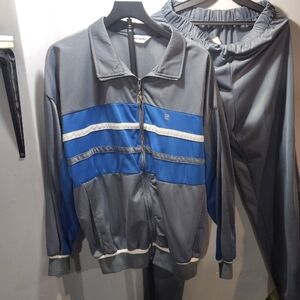 Pierre Cardin Charcoal and Royal Blue Tracksuit Men's Large